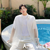 韩国版男装东大门21夏发型师，黑白色星星薄款透视防晒透气长袖衬衫