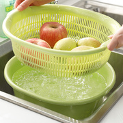日本进口厨房双层塑料沥水篮洗菜盆碗碟水果蔬菜篮米沥水菜篮