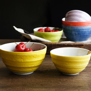 美浓烧日本进口餐具手绘蔬菜面碗创意饭碗家用卡通可爱陶瓷大汤碗