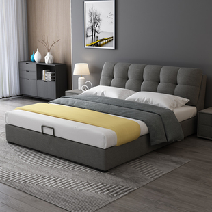 北欧布艺床可拆洗 现代简约1.8米双人床榻榻米网红软包主卧布床
