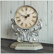 美式乡村复古铁艺座钟，欧式家居桌面床头钟表，装饰摆设静音扫秒台钟