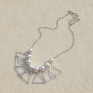复古风项链女式潮欧美秋冬高级感简约小众设计珍珠几何毛衣链