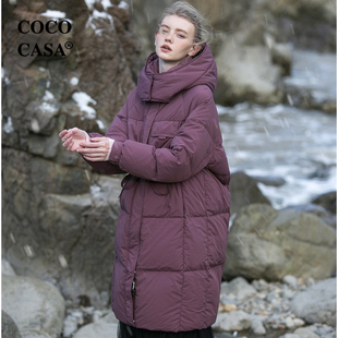 cococasa设计感鸭绒茧型羽绒服女中长款2023冬新零鹅绒廓形厚外套