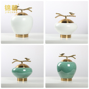 新中式纯铜树脂小鸟创意陶瓷摆件，售楼处玄关客厅酒柜家居工艺饰品