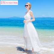 dyousister波西米亚吊带连衣裙，海边度假真丝桑蚕丝，纯色沙滩长裙