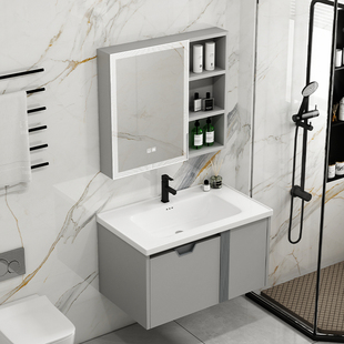 加厚蜂窝铝浴室柜陶瓷一体盆卫生间现代简约洗手洗漱台盆组合