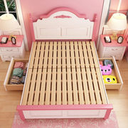 韩式田园实木床双人床欧式公主床粉色女孩，床男孩床单人储物床次卧