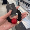 韩国发饰小众设计高级感精致黑色，缎红色樱桃珍珠金属发圈发绳头绳