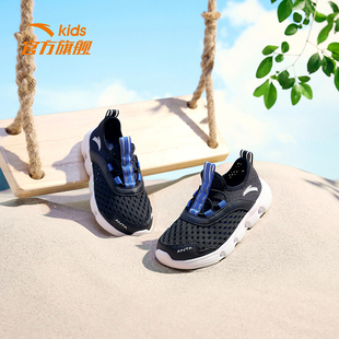 安踏儿童运动鞋夏季小童软底凉鞋，男童网面沙滩，溯溪运动一脚蹬鞋