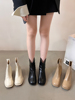 粗跟高跟短靴鞋子女士春秋单靴2023冬季瘦瘦时装靴韩系小裸靴