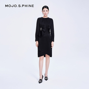 MOJO 收腰气质修身通勤圆领连衣裙高级设计感女装小黑裙正式场合