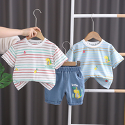男童夏装1周岁九11一8八7六9十个月婴儿短袖夏季衣服分体男孩套装