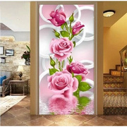 纯手工十字绣成品，花开富贵甜蜜玫瑰竖版客厅，卧室玄关挂画