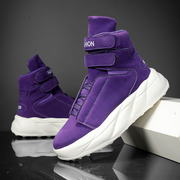 紫色板鞋男潮牌设计感嘻哈街舞高街运动休闲鞋，青少年高帮美式潮鞋
