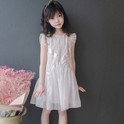 女童礼服公主裙童装洋气儿童，连衣裙夏装宝宝超仙白色，裙小飞袖时尚