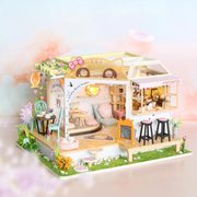 弘达/diy小屋猫咖后花园手工制作小房子模型创意拼装礼物女生礼物