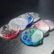 冰块手工茶杯垫七彩透明玻璃，杯垫ins简约隔热垫子小茶碟水晶平碟