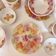 花长在海里。出口日本手工彩绘陶瓷餐盘早餐盘沙拉碗马克杯/盘/碗