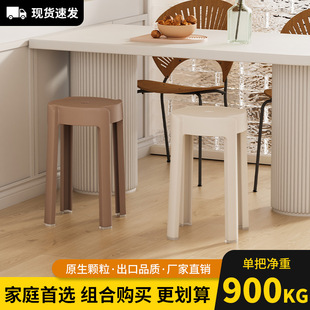 塑料凳子加厚家用可叠放餐桌，板凳圆凳时尚创意高凳子(高凳子)北欧简约椅子