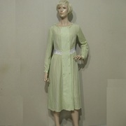 菲妮迪公司样衣果绿色长袖真丝桑蚕丝连衣裙低价销售