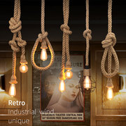 美式乡村复古麻绳吊灯头线咖啡厅，酒吧吧台餐厅，工业麻绳diy吊灯头