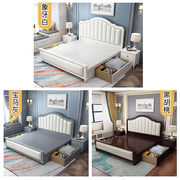 美式轻奢实木床双人床1.8主卧现代简约2米x2米，2婚床高箱储物大床