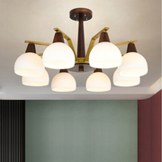 新中式吊灯实木现代大气木艺，客厅灯复古禅意餐厅卧室灯具led灯饰