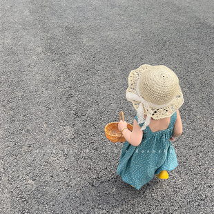 儿童帽子夏季薄款女童渔夫帽，婴儿遮阳帽防晒草帽，海边沙滩度假宝宝