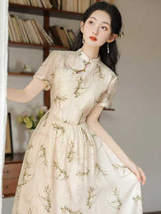 小清新旗袍年轻款日常复古风新中式国风裙子夏季设计感改良连衣裙