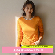 韩国直邮2024年春装Leelin气质淑女修身显瘦圆领长袖T恤打底衫女