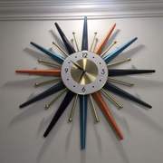 现代夜光个性北欧创意家装饰艺术静音时尚大气钟表挂钟客厅时钟