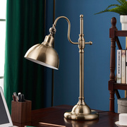 定制美式复古书房办公桌台灯卧室床头灯客厅个性创意灯具欧式全铜