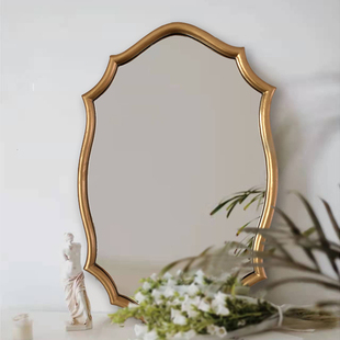 欧式简约梳妆镜美式浴室镜卧室桌面贴墙化妆镜复古挂镜led装饰镜