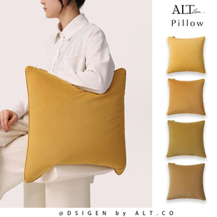 黄色高端沙发抱枕套不含芯客厅靠垫轻奢高级感靠背丽丝绒纯色靠枕
