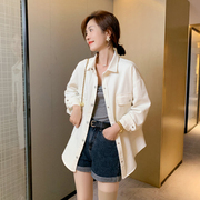 韩版白色女衬衫2024欧洲站夏季欧货时尚潮流宽松气质上衣外套