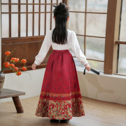 女童田园中国风印花马面裙+时尚长袖衬衫两件套装2-13岁女孩服装