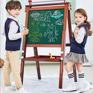 七巧板幼儿童画画板无尘小黑板，支架式家用白板写字磁性笔宝宝画架