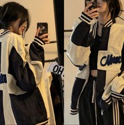 灯芯绒外套女ins潮港风原宿美式棒球服oversize宽松上衣早春秋季