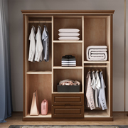 新中式现代简约拉门柜子卧室组合整体移门大衣柜组装木质衣橱
