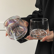 日式烟灰富士山杯炫彩观山杯，玻璃杯家用水杯高级感威士忌洋酒杯