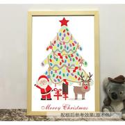 2020个性圣诞节签到画创意指纹树Merry Christmas签名留念