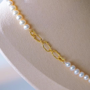 DIY珍珠配件 S925纯银镀白金单排扣 新潮珍珠项链手链毛衣链搭扣