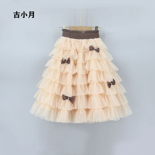 女童2023秋季长裙网纱蓬蓬裙，甜美洋气蛋糕裙韩版儿童半身裙