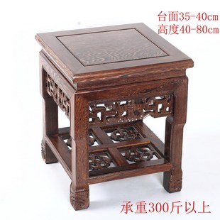 鸡翅木蝙蝠客厅花架方台红木，工艺品摆件家居，饰品实木花几高脚底座