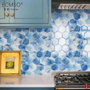北欧蓝色艺术水晶，玻璃砖马赛克拼图厨房，卫生间背景墙玄关六角瓷砖