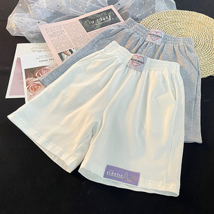 女童夏装运动短裤薄款2024外穿白色，纯棉大女童夏季五分中裤
