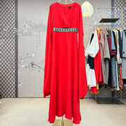 A74-1 大红色舞台演出服女长水袖舞蹈服装异域风情礼服连衣裙