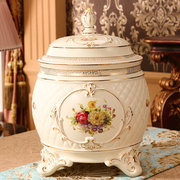 欧式陶瓷米缸米桶20斤10公斤装家用厨房，收纳盒带盖密封米粉储物罐