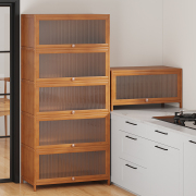 家用客厅货架实木厨房，收纳柜子简易多层展示落地简易置物储物橱柜
