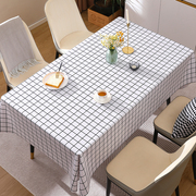 小清新格子桌布防水防油免洗ins风长方形，餐桌布茶几桌垫布pvc简约